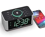 Emerson Smartset Dual Alarm Clock Radio and QI Wireless Phone Charger with Bluetooth, All Qi Compatible Phones, ER100202