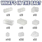 SCS Direct Building Block Bricks - 1000 Pc Bulk Set of Unique Clear Color with 54 Roof Pieces - Great for Activity Tables, Creativity & School Projects