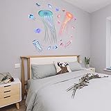 AnFigure Large Jellyfish Fish Wall Stickers Under The Sea Life Marine Animal Jelly Wall Decals Baby Nursery Kids Room Daycare Girls Bedroom Bathroom Wall Decor