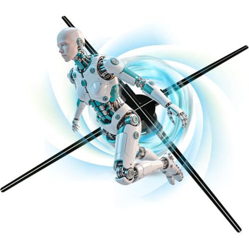 3D Hologram Fan, GIWOX Ultra HD LED Holographic Fan w/1184 Lamp Beads, 3D Naked Eye Hologram Video Projector for Advertising Displays Exhibitions 29.5 inch