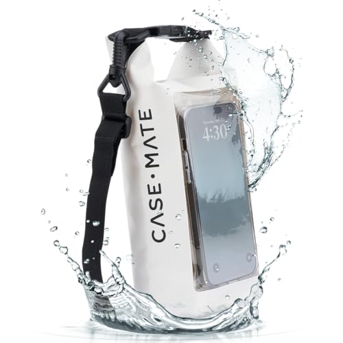 Case-Mate Sand Dollar Mini IP68 Waterproof Bucket Bag - Roll Top Dry Bag 2L Cap with Waterproof Pouch for Swimming Kayaking Boating Travel and More - For Phones Up to 7"