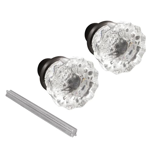 Prime-Line E 28317 Mortise Style Fluted Glass Door Knobs - Perfect for Replacing Broken Antique Lock Sets on Interior Doors, Features 2 In. Outside Diameter Knobs, Classic Bronze (1 Set)