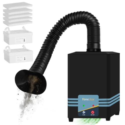 FumeClear FC-2001S Solder Fume Extractor, 128 to 168m³/h Strong Suction, Low Noise High Efficiency 3-speed Smoke Extractor, For 110V to 220V Wide Voltage Suitable for Hand Soldering