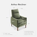 mopio Arthur Recliner Chair with 3 Positions, Accent Armchair, Mid Century Modern Reading Chair, High Back Padded Support Comfy Sleeper Armchair (Olive Green Velvet)