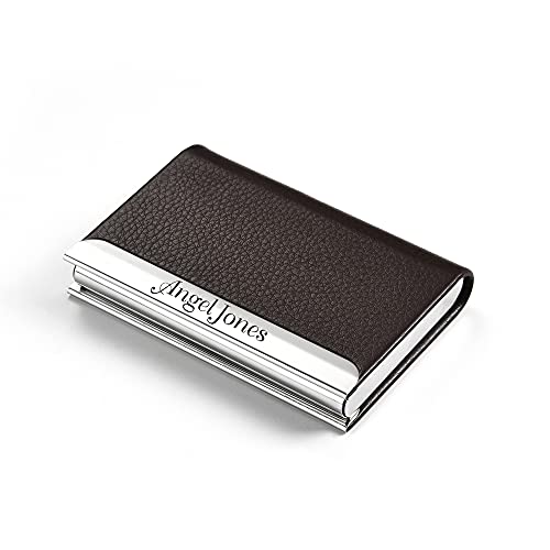 Custom Business Card Holder for Free Engraving (Brown)