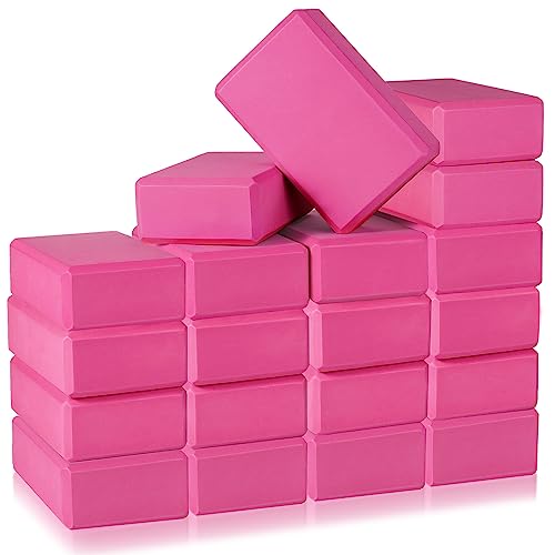 20 Pcs Yoga Blocks 9''x6''x3'' High Density EVA Foam Bricks Yoga Foam Exercise Blocks Improve Strength Balance and Flexibility, Light Weight and Non-Slip Surface for Pilates Meditation (Rose Red)