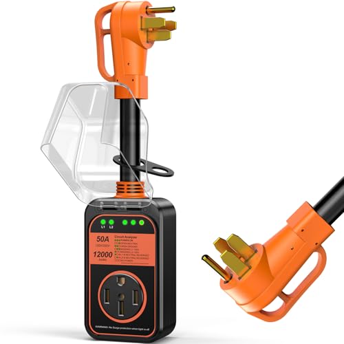 MILLIONHOME RV Surge Protector 50 Amp, 𝟐𝟎𝟐𝟓 𝐍𝐞𝐰 𝐔𝐩𝐠𝐫𝐚𝐝𝐞𝐝 Automatic Protection RV Power Surge Protectors Waterproof, RV Adapter Plug for Camper, IP68 Circuit Analyzer for Travel Trailers