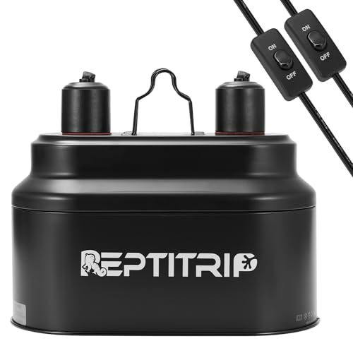 REPTITRIP Dual Reptile Light Fixture with Switches, Reptile Heat Lamp Fixture, Reptiles Terrarium UVB Bulb Fixture for Bearded Dragon, Max 160W Each