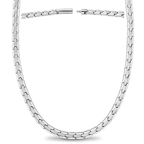 MagnetRX Titanium Magnetic Necklace – Ultra Strength Magnetic Necklaces for Men & Women – Effective Titanium Necklace with 55 Magnets (Silver, 19.25 Inches)