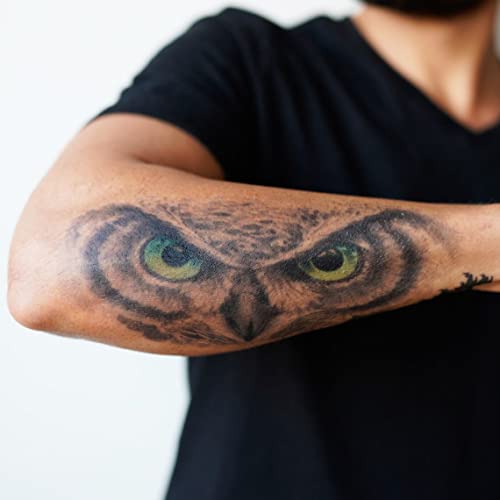 TattooIcon Owl Eyes Temporary Tattoo - Forearm Owl Eyes Tattoo - Arm Temporary Tattoo