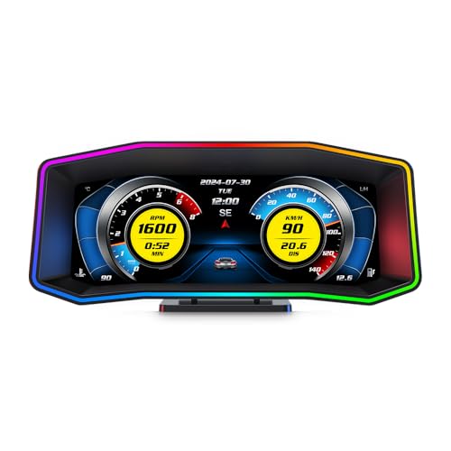 SinoTrack OBD2 Gauge Display Car HUD Head-Up Display OBD+GPS Smart Gauge 6.2 inch Large Screen Real-Time Data Clear Error Code P4 OBD2 Gauge Speedometer Compatible with Most Vehicle Except Trucks