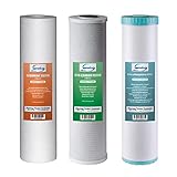 iSpring F3WGB32BM 4.5” x 20” 3-Stage Whole House Water Filter Set Replacement Pack with Sediment, CTO Carbon Block, and Iron & Manganese Reducing Cartridges Fits WGB32BM, White (Pack of 1)