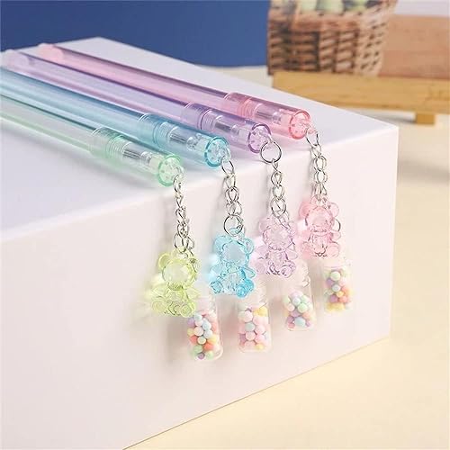 Calsgkspray Gel Pen Pendant Pen Cute Drifting Bottle Bear Pendant Gel Pen Stationery Sweet Lovely Erasable Pens School Office Supplies Rollerball Pens(bear random 1pc)