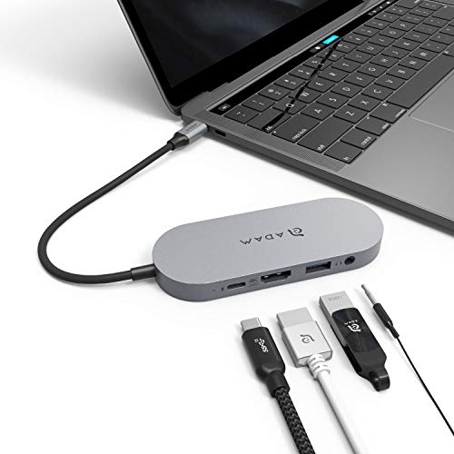 ADAM elements USB-C Hub with SSD Storage (480GB) External Drive with 60W Power Delivery 3.0 Type-C Port, HDMI for 4K30Hz, USB-A 3.1 Port and 3.5 Headphone Jack, Compatible with MacBook Pro, iPad Pro