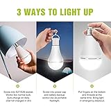 Neporal 4 Pack Emergency-Rechargeable-Light-Bulb, Stay Lights Up When Power Failure, 1200mAh 15W 80W Equivalent LED Light Bulbs for Home, Camping, Tent (E27, with Hook) (Daylight)