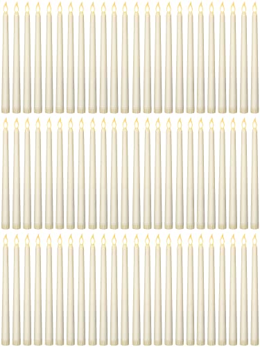 Retisee 100 Pcs Flameless LED Taper Candles 11 Inch Battery Operated Candles Bulk Flickering for Candlesticks for Halloween Christmas Birthday Wedding Party(Ivory)