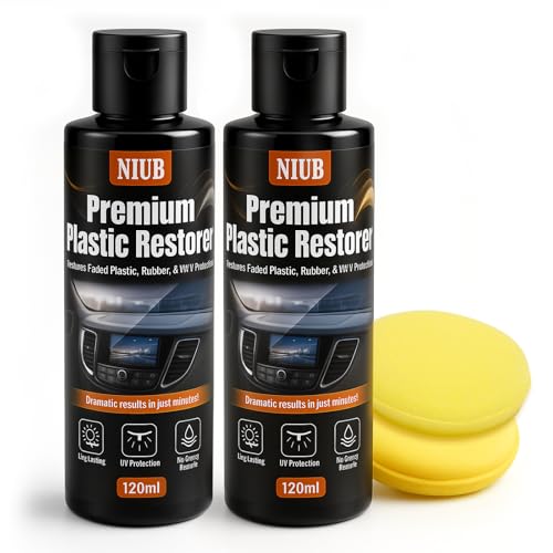 NIUB 240ml Black Plastic Restorer, Premium Plastic Restorer for Black Plastic Trim, Restore Faded Black Plastic Trim, Bumpers & Rubber, Long Lasting Plastic Repair for Trim