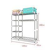 EVXOIJM Portable Wardrobe Cloth Wardrobe Girl's Bedroom Wardrobe,Simple Portable Fabric Wardrobe Metal Bracket Partitioned Storage Closet Stable Open Wardrobe,E,168 * 130 * 45cm Portable Cloth Hange