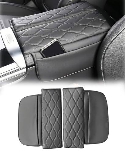 Center Console Armrest Cover for Mercedes Benz GLC X254 350e 300 2023-2025, C Class C300 2022-2025, Leather Armrest Console Cover with Side Storage Pockets