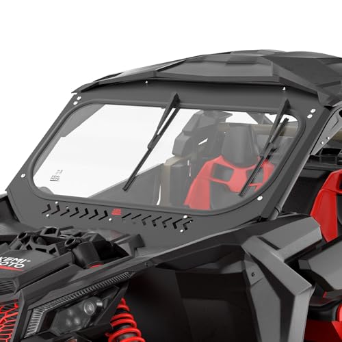 KEMIMOTO X3 Glass Windshield with Sliding Vents Compatible with Can-Am Maverick X3, 8MM Thick DOT Approved Laminated Safety Glass, Scratch Resistant Than Polycarbonate, Includes Dual Manual Wipers