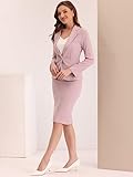 Allegra K Women's 2 Piece Suit Skirt Set Business Casual Long Sleeve Blazer and Pencil Skirt X-Large Pink