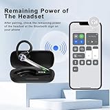 HEIBAS Bluetooth Headset, Wireless Bluetooth Earpiece with 500mAh Charging Case 72 Hours Talking Time Built-in Microphone for iOS Android Cell Phone, V5.1 Hand-Free Headphones for Trucker, Office