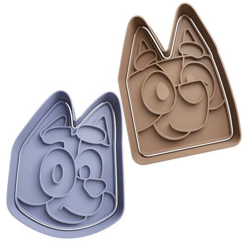 Blue and Bingo The Heeler Dog Breed Family Inspired Cookie Cutter Set of 4, Unique 3D Printed Cartoon Fondant Cookie Cutter, Blue dog Gift, Blue Dog Birthday, Baking, Party Supplies (Head) WHITE