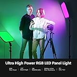 NEEWER 18.3" RGB LED Video Panel Light with App Control, 2 Pack Stand Kit, 360° Full Color/2500K~8500K/CRI97+/17 Scene Effects, 60W RGB168 Studio Lights for YouTube/Game Live Streaming/Photography