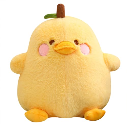 PEACH CAT Cute Pear Duck Plush Pillow Fruit Stuffed Animal Toy for Kids Yellow 12"