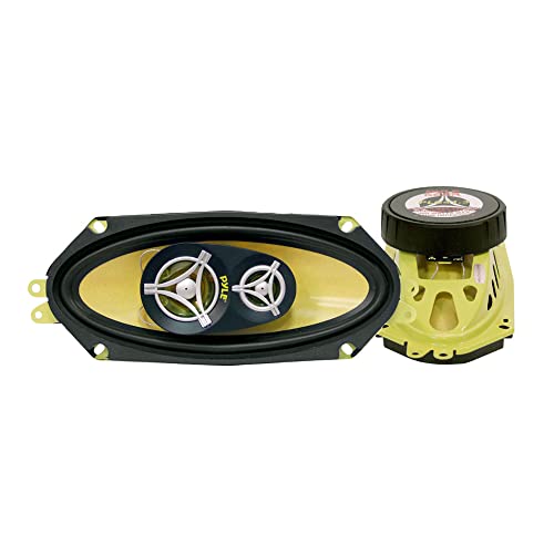 Pyle Car Three Way Speaker System - Pro 4x10 Inch 300 Watt 4 Ohm Mid Tweeter Component Audio Sound Speakers for Car Stereo w/ 45 Oz Magnet, 2.45” Mount Depth Fits Standard OEM - Pyle PLG41.3 (Pair)