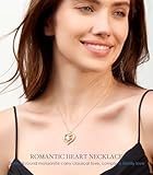 Beam & Bask Heart Pendant 3 Ct Moissanite Necklaces for Women, 18K Gold Plated Anniversary Romantic Gifts for Wife, S925 Jewelry Birthday Gifts for Her Girlfriend Mom