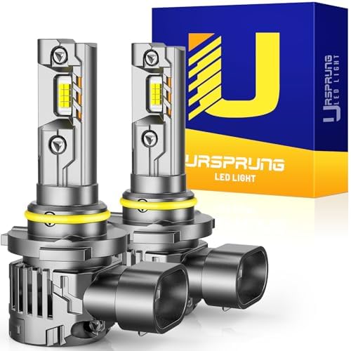 Ursprung Fahren 9005 Light Bulbs, 60000LM 1200% Ultra Brightness, 1:1 Mini Size, 6500K Cool White, 60000Hrs Long Service Life with Cooling Fan, Plug and Play, Pack of 2