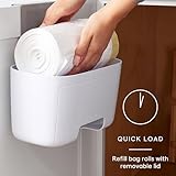 YouCopia DoorStash Garbage Bag Dispenser, Hanging Kitchen Cabinet Door Trash Bag Organizer with Removable Lid for Storage, Speckled White