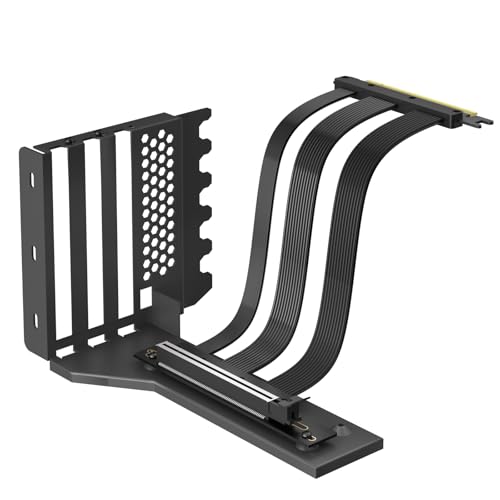 GLOTRENDS 2-Slot GPU Support Bracket with 200mm PCIe 5.0 Riser Cable for GPU Vertical Mount, Compatible with RTX5090 RTX4090 RX9070 RX7900, PC Cases with Open PCI 7/8-slot Design