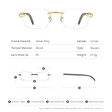 HEPIDEM 100% Really Buffalo Horn Handmade Glasses Frame Square Rimless Luxury Buffs Eyeglasses (50251 Really Red Wood)