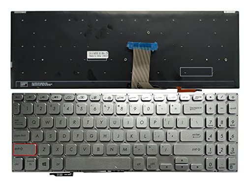 Laptop Replacement Keyboard Compatible for Asus Vivobook S15 X530 K530 S530F S530UA X530FA X530UN US Layout Backlit 5634ND00 AEXKJX01010 (Silver Left One Key)