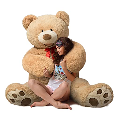 HollyHOME 5ft Giant Teddy Bear Stuffed Animal Huge Teddy Bear Plush with Big Footprints Valentines Gift 5 Feet Light Brown