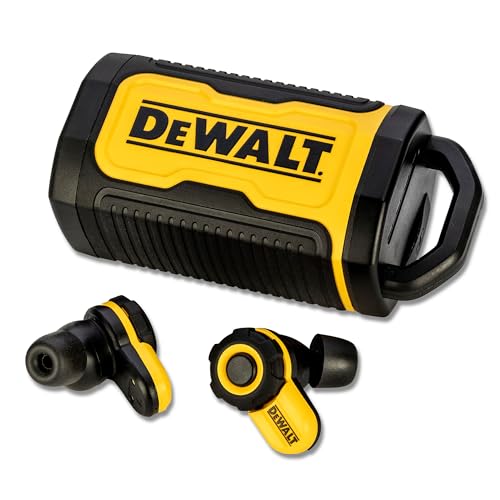 DEWALT Bluetooth Jobsite Pro X2 ANC True Wireless Earbuds, 38 dB Noise Reduction Rated Work Earbuds, Turn Dial Controls, 10 Hr Runtime (40+ w/Case), 4 EQ Modes, IP54, Active Noise Cancelling