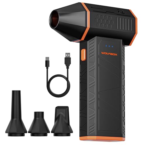 WOLFBOX MF50 Electric Air Duster-110000RPM Super Power Cordless Air Duster, 3-Gear Adjustable Mini Blower with Fast Charging, Dust Blower for Computer, Keyboard, House, Outdoor and Car