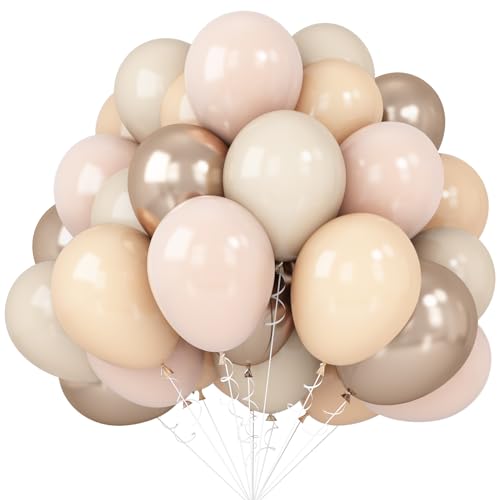 Blush Gold Beige Neutral Balloons 50pcs 12 inch Blush Champagne Gold Latex Balloons Sand White Nude Apricot Helium Balloons for Birthday Party Decoration Wedding Baby Shower Bride DIY Supplies