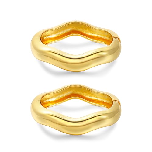 Elegance 11 designs Gold Bangles For Women Chunky Trendy Hinged Cuff Open Bracelet Wide Minimalist Bracelets Set Jewelry Gift