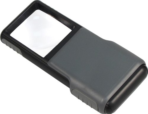 Carson 5x MiniBrite LED Lighted Slide-Out Aspheric Magnifier with Protective Sleeve - Set of 4 (PO-55MU),Gray