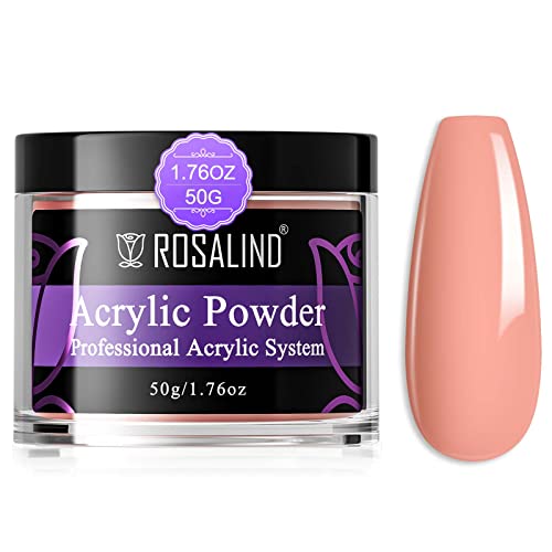 ROSALIND Nude Pink Acrylic Nail Powder 50g/1.76oz Acrylic Pink Powder for Nail Extension, Professional Crystal Polymer Nail Powder for Acrylic Caving