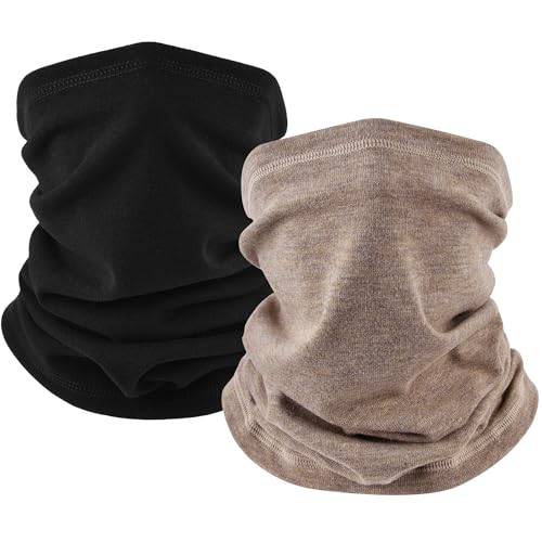 EXski Winter Neck Gaiter Warmer, Soft Fleece Face Mask Scarf for Cold Weather Skiing Cycling Outdoor Sports 2 Packed