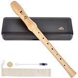 Eastrock Recorder Instrument for Adults Beginners Maple Wood C Key Soprano Recorder German Style 2 Piece With Hard Case