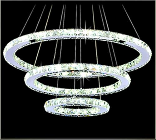 Chandelier LED Lustre Chandeliers Crystal Lighting Fixture Compatible with Living Room .(Cold White,3Ring 30 50 70cm)