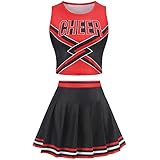 GRAJTCIN Cheerleader Costume for Women Cheerleading Uniform School Girls Dress Teenager Cheer Outfit Halloween Costume (L, Black)