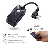 Brightech Smart Dimmer Plug for LED Outdoor String Lights, Comes with Remote Control, Works Up to Max Power 150W, Waterproof Commercial Grade Dimmer for Dimmable String Lights