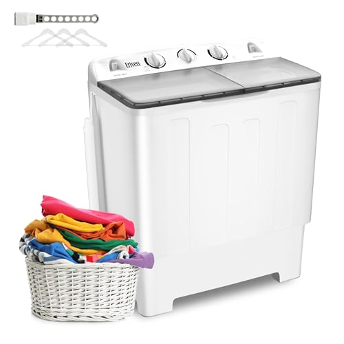 Portable Twin Tub 32 lbs Washing Machine, Buy (washer) Get (Dry Rack+10 Hangers) Free! Mini Compact Laundry Lavadora Portatil, Twin Tub 20lbs Washer & 12lbs Spinner, Clothes Washing Machines