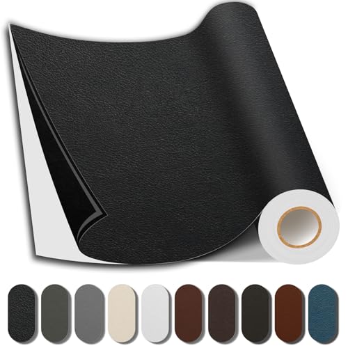 Shagoom Leather Repair Patch, 17X79 Inch Repair Patch Self Adhesive Waterproof, DIY Large Leather Patches for Couches, Furniture, Kitchen Cabinets, Wall （Black, 17X79 Inch）